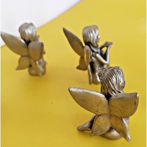 Vintage Pewter & Gemstone Fairies Figurines Lot of 5 - Picture 12 of 16